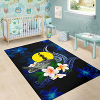 New Caledonia Polynesian Area Rug - Turtle With Plumeria Flowers - Polynesian Pride