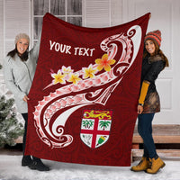 Fiji Custom Personalised Premium Blanket - Fiji Seal Polynesian Patterns Plumeria (Red) - Polynesian Pride