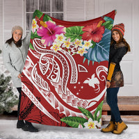 Papua New Guinea Polynesian Premium Blanket - Summer Plumeria (Red) - Polynesian Pride