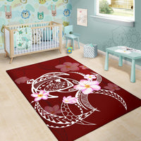 Hawaiian Hibiscus Polynesian Rug Red Rug - Polynesian Pride
