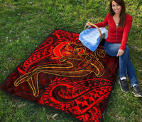 Pohnpei Premium Quilt - Red Shark Polynesian Tattoo - Polynesian Pride