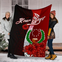 Pohnpei Micronesia Custom Personalised Premium Blanket - Coat Of Arm With Hibiscus - Polynesian Pride