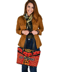 Anzac Lest We Forget Poppy Small Leather Tote New Zealand Maori Silver Fern - Australia Aboriginal - Polynesian Pride