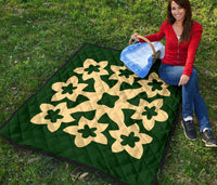 Hawaiian Premium Quilt Royal Pattern - Green - A1 Style - Polynesian Pride