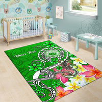 Samoa Custom Personalised Area Rug - Turtle Plumeria (Green) - Polynesian Pride