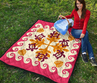 Hawaiian Turtle Pattern Premium Quilt - Pink - Argu Style - AH - Polynesian Pride