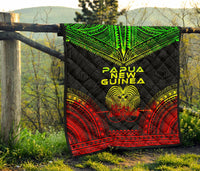 Papua New Guinea Premium Quilt - Papua New Guinea Coat Of Arms Polynesian Chief Reggae Version - Polynesian Pride