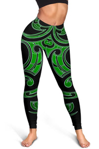 Hawaii Tribal Polynesian Women's Leggings - Green - Juno Style - AH - Polynesian Pride