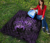 Hawaii Premium Quilt - Turtle Strong Pattern Hibiscus Plumeria Violet AH - Polynesian Pride