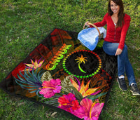Chuuk Polynesian Premium Quilt - Hibiscus and Banana Leaves - Polynesian Pride