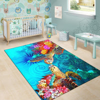 Marshall Islands Area Rug - Sea Turtle Coral Treasure - Polynesian Pride