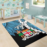 Fiji Polynesian Area Rug - Tribal Wave Tattoo Flag Style - Polynesian Pride