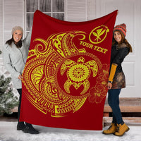 Hawaii Polynesian Personalised Premium Blanket - Vintage Polynesian Turtle (Red) - Polynesian Pride