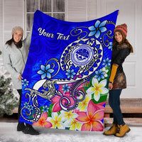 FSM Custom Personalised Premium Blanket - Turtle Plumeria (Blue) - Polynesian Pride