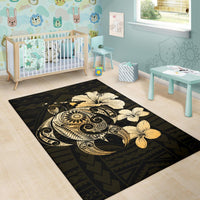 Hibiscus Plumeria Mix Polynesian Turtle Area Rug AH - Polynesian Pride