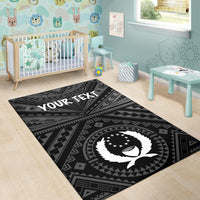 Pohnpei Personalised Area Rug - Pohnpei Seal With Polynesian Tattoo Style ( Black) - Polynesian Pride