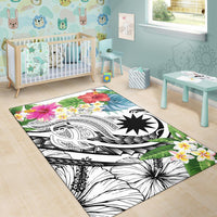 Nauru Polynesian Area Rug - Summer Plumeria (White) - Polynesian Pride