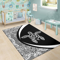 Hawaii Turtle Polynesian Area Rug Circle Style White - Polynesian Pride