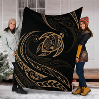 Hawaii Turtle Premium Blanket - Gold - Frida Style - Polynesian Pride