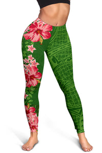 Hawaii Tropical Flowers Polynesian - Hawaiian Women's Leggings - Curtis Style - Polynesian Pride