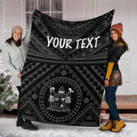 Fiji Personalised Premium Blanket - Fiji Seal With Polynesian Tattoo Style ( Black) - Polynesian Pride