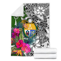 Nauru Custom Personalised Premium Blanket White - Turtle Plumeria Banana Leaf Crest - Polynesian Pride