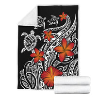 Hawaiian Map Turtle Swim Plumeria Polynesian Blanket - Polynesian Pride