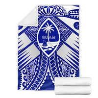 Guam Polynesian Premium Blanket - Guam White Seal with Polynesian Tattoo Ver 02 - Polynesian Pride