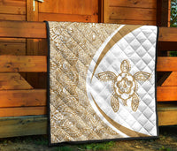 Hawaii Turtle Polynesian White Premium Quilt - Circle Style - Polynesian Pride