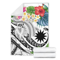 Nauru Polynesian Premium Blanket - Summer Plumeria (White) - Polynesian Pride