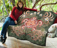 Hawaii Turtle Hibiscus Plumeria Premium Quilt - Jessi Style - AH - Polynesian Pride