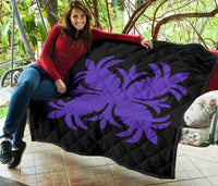 Hawaiian Premium Quilt Royal Pattern - Black And Purple - A2 Style - Polynesian Pride