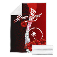 Chuuk Micronesia Custom Personalised Premium Blanket - Coat Of Arm With Hibiscus - Polynesian Pride