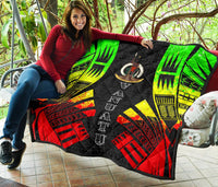 Vanuatu Premium Quilt - Vanuatu Coat Of Arms Polynesian Reggae Tattoo - Polynesian Pride
