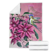 Hawaii Clematis Humming Bird Premium Blanket - Polynesian Pride