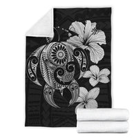 Hibiscus Plumeria Mix Polynesian Gray Turtle Premium Blanket - Polynesian Pride