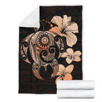 Hibiscus Plumeria Mix Polynesian Orange Turtle Premium Blanket - Polynesian Pride