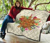 Hawaii Turtle Life Hibiscus Design Premium Quilt - Polynesian Pride