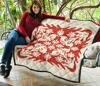 Hawaiian Tropical Pattern Premium Quilt - Red - Argu Style - AH - Polynesian Pride