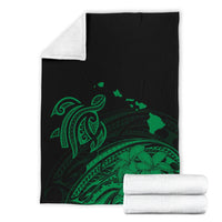 Hawaii Map Plumeria Polynesian Green Premium Blanket - Polynesian Pride