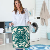 Hawaiian Quilt Tradition Turquoise Laundry Basket AH - Polynesian Pride