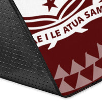 Samoa Personalised Area Rug - Samoa Seal In Polynesian Tattoo Style (Red) - Polynesian Pride