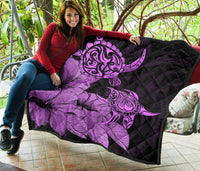 Hawaii Turtle Premium Quilt Polynesian Hibiscus Art Pink AH - Polynesian Pride