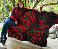 Guam Polynesian Premium Quilt - Red Tentacle Turtle - Polynesian Pride