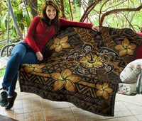 Hawaii Mix Polynesian Turtle Plumeria Premium Quilt - AH - Nick Style - Brown - Polynesian Pride