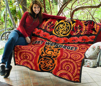 Anzac Lest We Forget Poppy Premium Quilt New Zealand Maori Silver Fern - Australia Aboriginal - Polynesian Pride