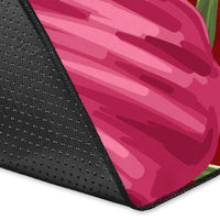 Hawaii Polynesian Turtle Tropical Hibiscus Plumeria Rug - Red - Polynesian Pride