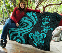 Guam Polynesian Premium Quilt - Turquoise Tentacle Turtle - Polynesian Pride