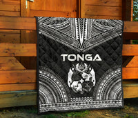 Tonga Premium Quilt - Tonga Coat Of Arms Polynesian Chief Black Version - Polynesian Pride