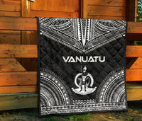 Vanuatu Premium Quilt - Vanuatu Coat Of Arms Polynesian Chief Black Version - Polynesian Pride